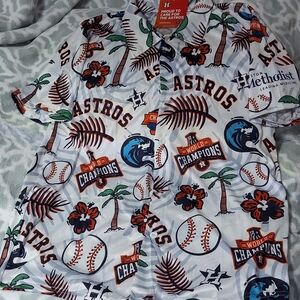 Houston Astros Baseball Hawaiian Style Promo SGA Shirt NEW Men's XL White
